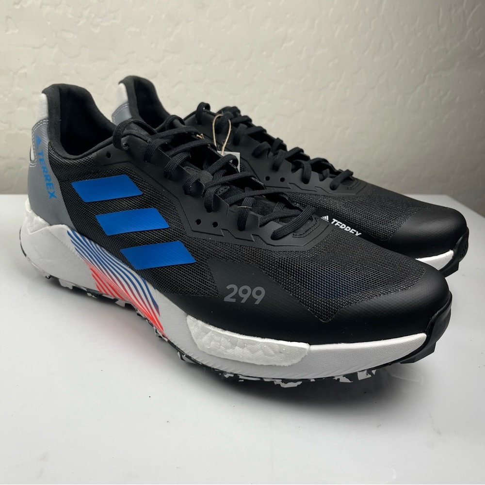 adidas Terrex Agravic Ultra Boost Trail Hiking Blue Black White Shoes new